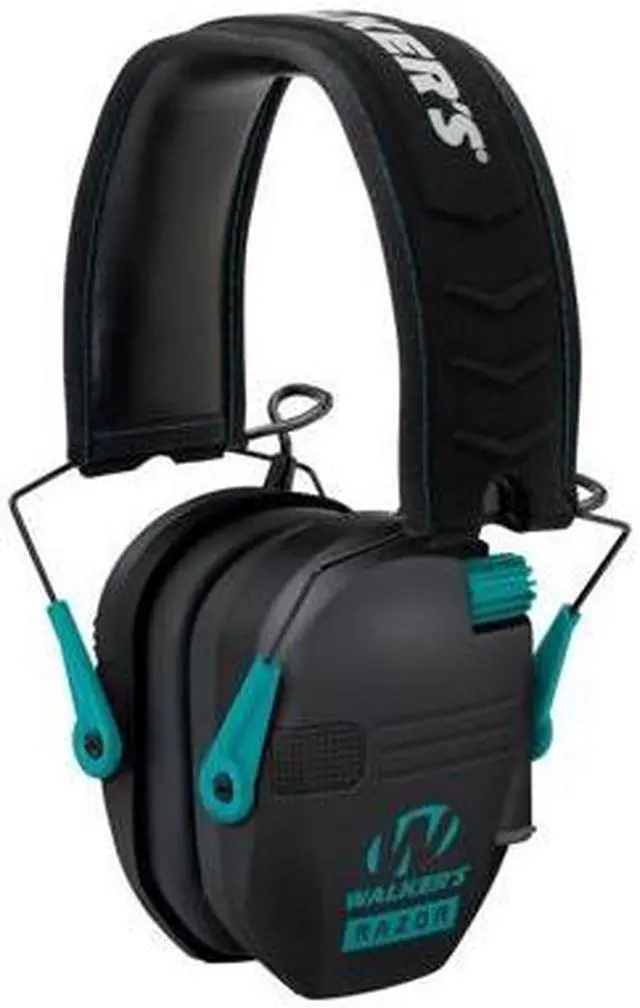 Alt view image 6 of 7 - Walkers Razor Slim Electronic Muff (Black/Teal) with Walkie Talkie Bundle