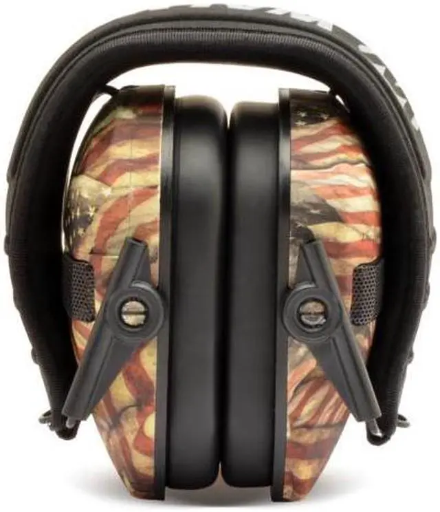Alt view image 3 of 3 - Walker's Razor Slim Electronic Shooting Muff (American Flag), Hearing Protection