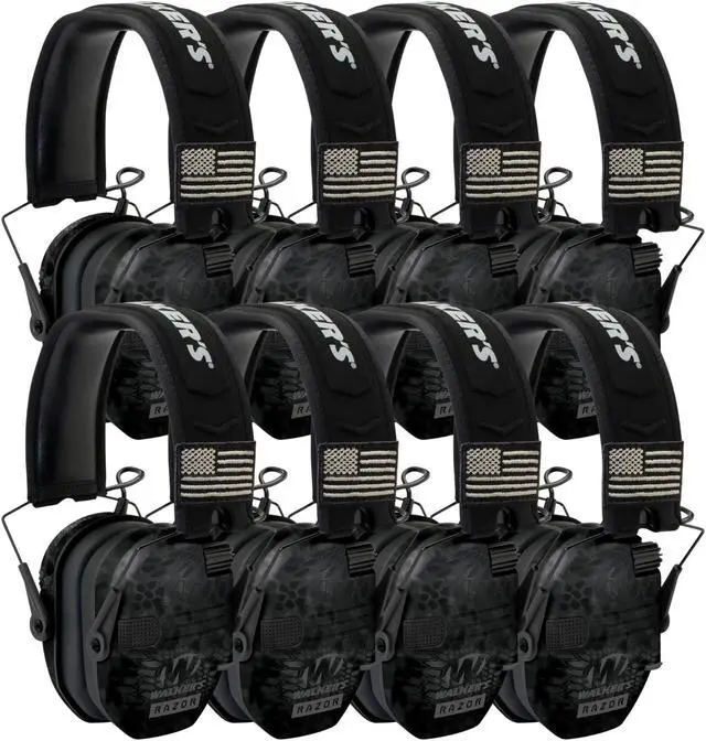 Main image of Walker's Razor Slim Electronic Shooting Muffs Patriot Series (Camo) (8-Pack)