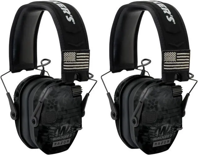 Main image of Walker's Razor Slim Electronic Shooting Muffs Patriot Series (Camo) (2-Pack)