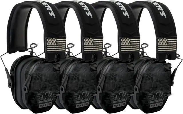 Main image of Walker's Razor Slim Electronic Shooting Muffs Patriot Series (Camo) (4-Pack)