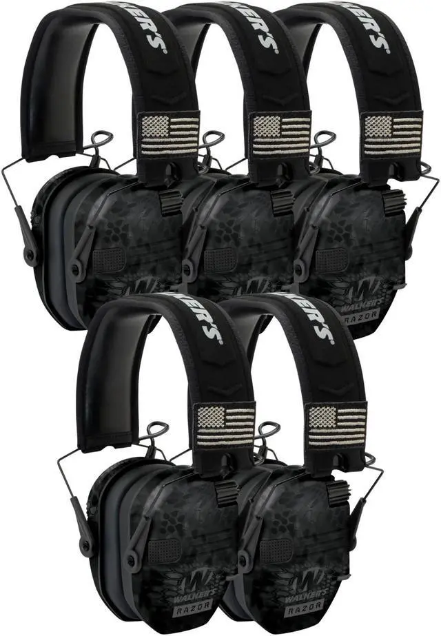 Main image of Walker's Razor Slim Electronic Shooting Muffs Patriot Series (Camo) (5-Pack)