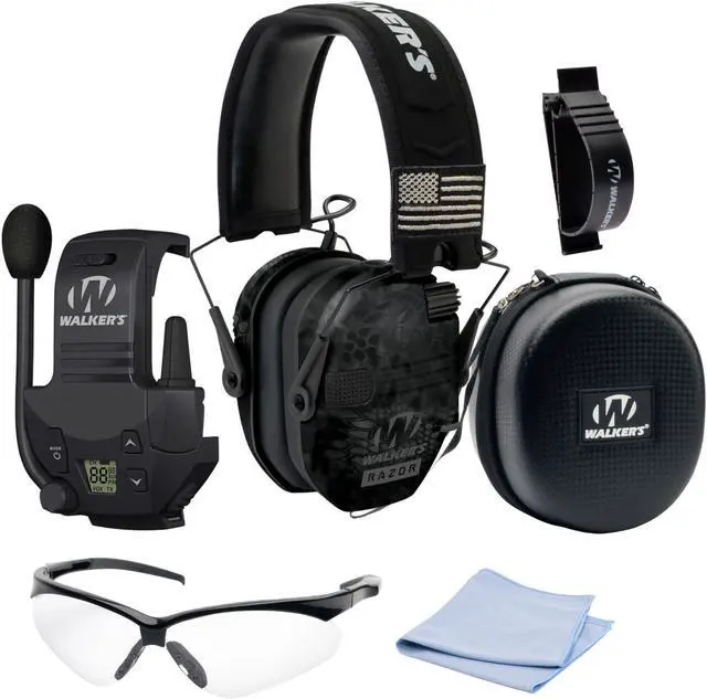 Main image of Walker's Razor Slim Electronic Muff Patriot Series (Kryptek Camo) Bundle