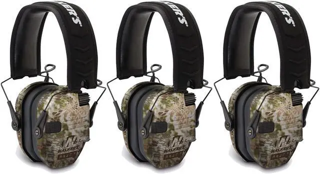 Main image of Walker's Razor Slim Electronic Shooting Muffs 3-Pack, Kryptek Camo
