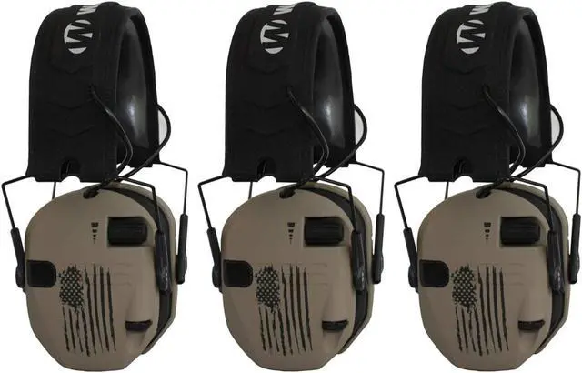 Main image of Walker's Razor Slim Electronic Shooting Muffs (3-Pack, US Flag-FDE)