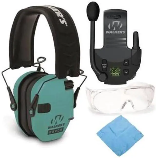 Main image of Walkers Razor Slim Electronic Shooting Muff w/ Walkie Talkie, Glasses and Cloth