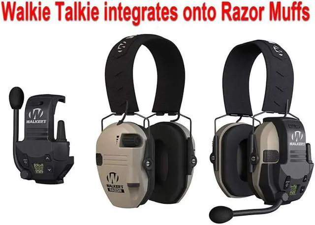 Alt view image 5 of 5 - Walker's Tactical/Hunting 2-Mile Range Walkie Talkie for Razor Muffs Bundle
