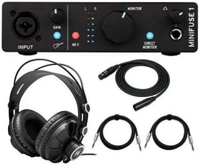 Main image of Arturia MiniFuse 1 USB-C Audio Interface (Black) Bundle w/ Headphones and Cables