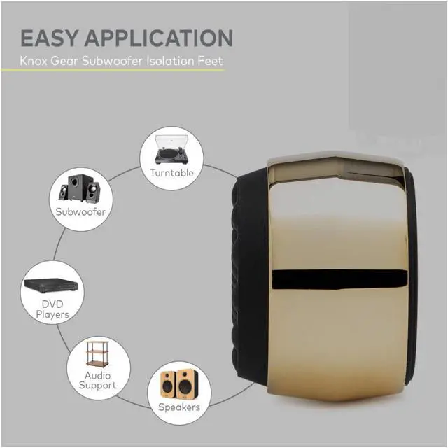 Alt view image 2 of 7 - Knox Gear Subwoofer Isolation Feet (4-pack, Black/Gold)