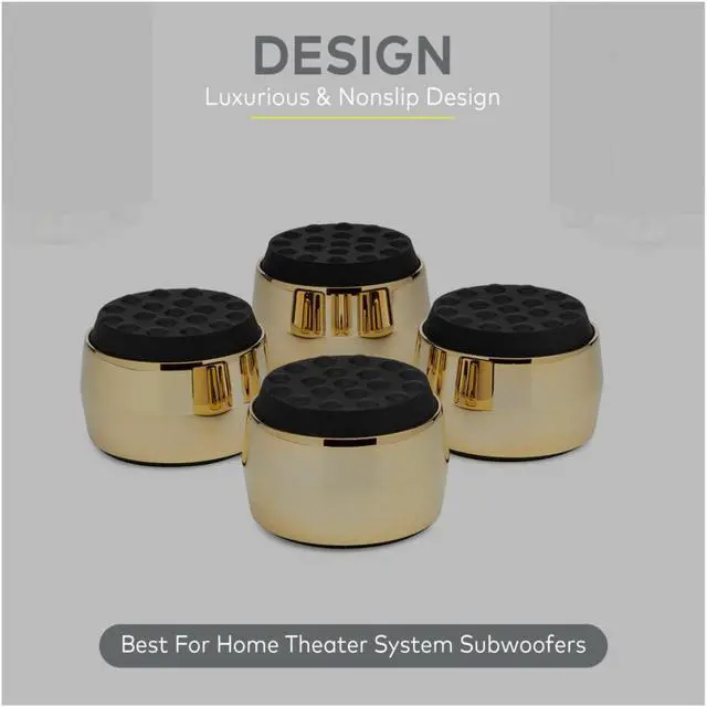 Alt view image 4 of 7 - Knox Gear Subwoofer Isolation Feet (4-pack, Black/Gold)