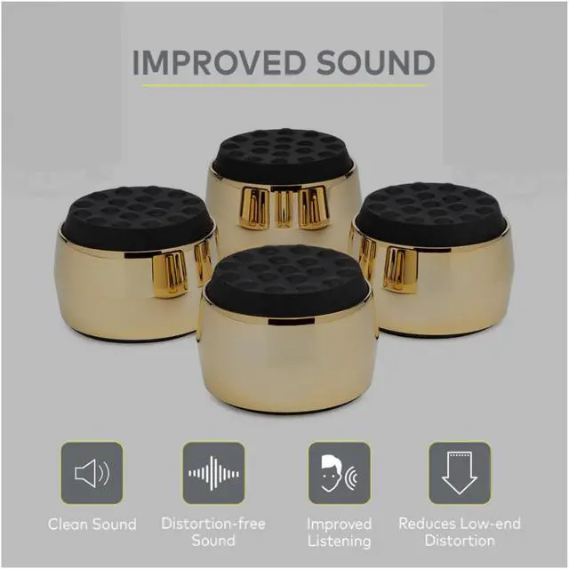 Alt view image 5 of 7 - Knox Gear Subwoofer Isolation Feet (4-pack, Black/Gold)