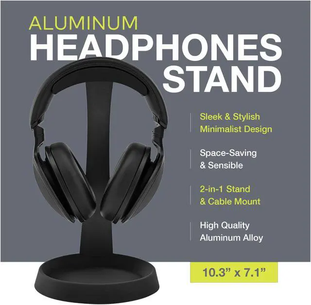 Alt view image 3 of 6 - Knox Gear Aluminum Headphone Stand for Desk with Solid Base Mount (Black)