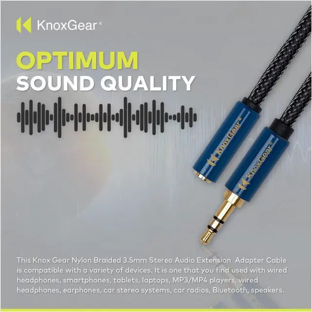 Alt view image 5 of 7 - Knox Gear Nylon Braided 3.5mm Male-Female Audio Extension Adapter Cable (6-Feet)