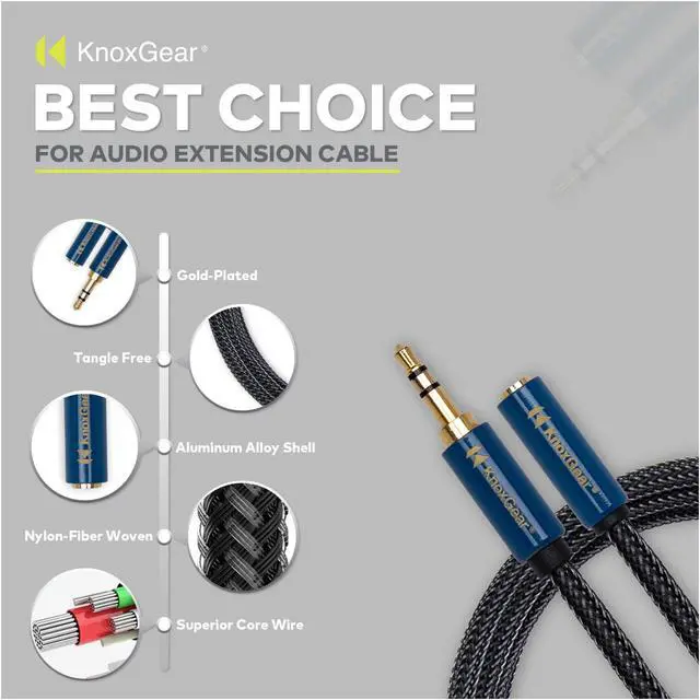 Alt view image 6 of 7 - Knox Gear Nylon Braided 3.5mm Male-Female Audio Extension Adapter Cable (6-Feet)