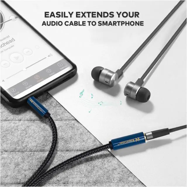 Alt view image 3 of 7 - Knox Gear Nylon Braided 3.5mm Male-Female Audio Extension Adapter Cable (6-Feet)