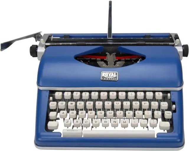 Alt view image 2 of 6 - Royal Consumer Classic Retro Manual Typewriter (Classic Blue) + Nylon Typewriter Ribbon (OEM, Black and Red)
