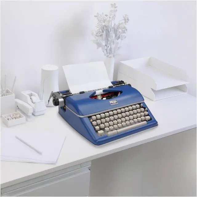 Alt view image 5 of 6 - Royal Consumer Classic Retro Manual Typewriter (Classic Blue) + Nylon Typewriter Ribbon (OEM, Black and Red)