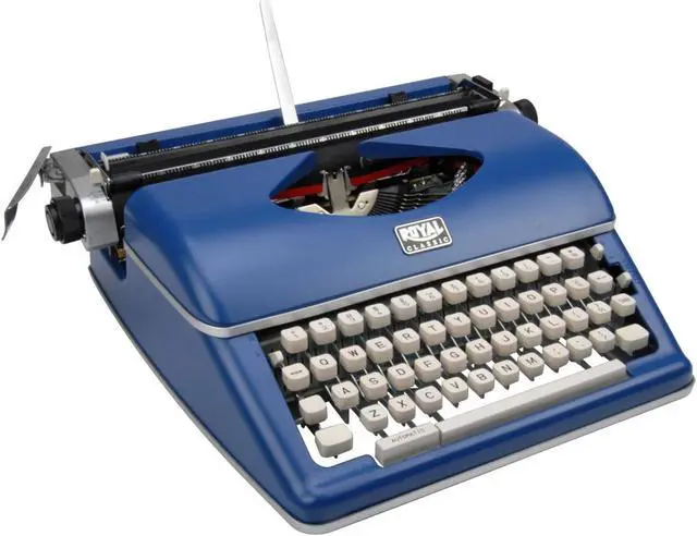 Alt view image 6 of 6 - Royal Consumer Classic Retro Manual Typewriter (Classic Blue) + Nylon Typewriter Ribbon (OEM, Black and Red)