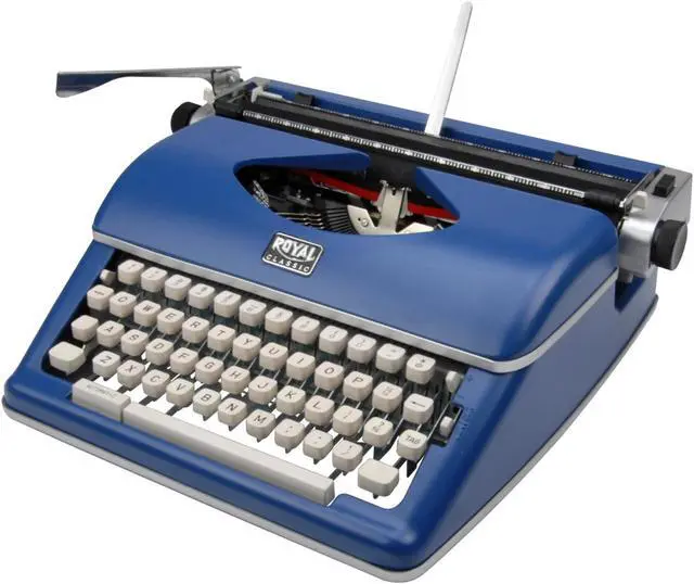 Alt view image 4 of 6 - Royal Consumer Classic Retro Manual Typewriter (Classic Blue) + Nylon Typewriter Ribbon (OEM, Black and Red)