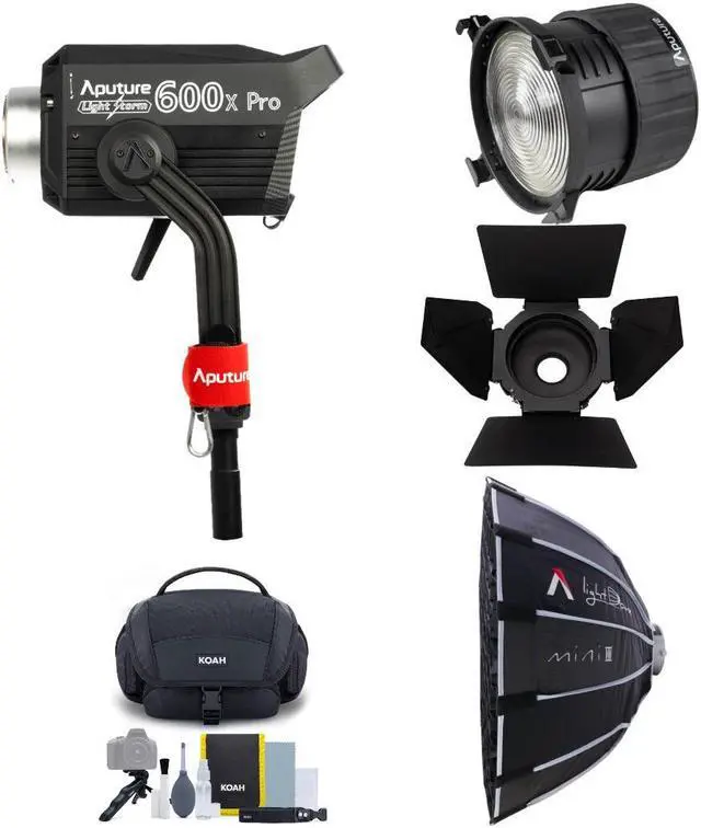 Main image of Aputure LS 600X Pro (V-Mount) with Dome, Fresnel, Barndoors and Bag Bundle
