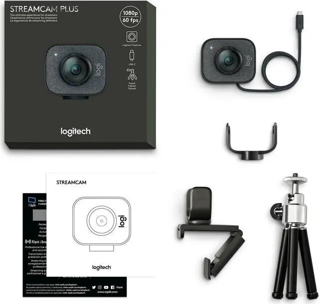 Alt view image 5 of 7 - Logitech StreamCam Plus Webcam with Tripod and Yeti Blackout Mic Bundle