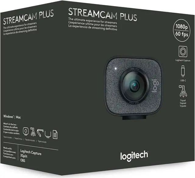 Alt view image 7 of 7 - Logitech StreamCam Plus Webcam with Tripod and Yeti Blackout Mic Bundle