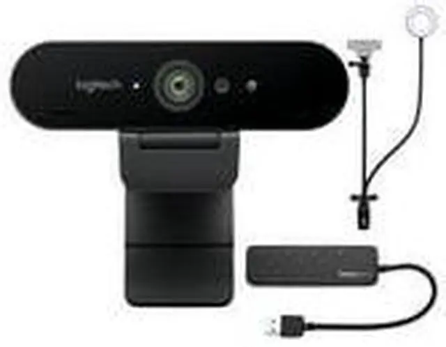 Alt view image 3 of 7 - Logitech Miro 4K Pro Webcam with Webcam Stand and 4-Port 3.0 USB Hub