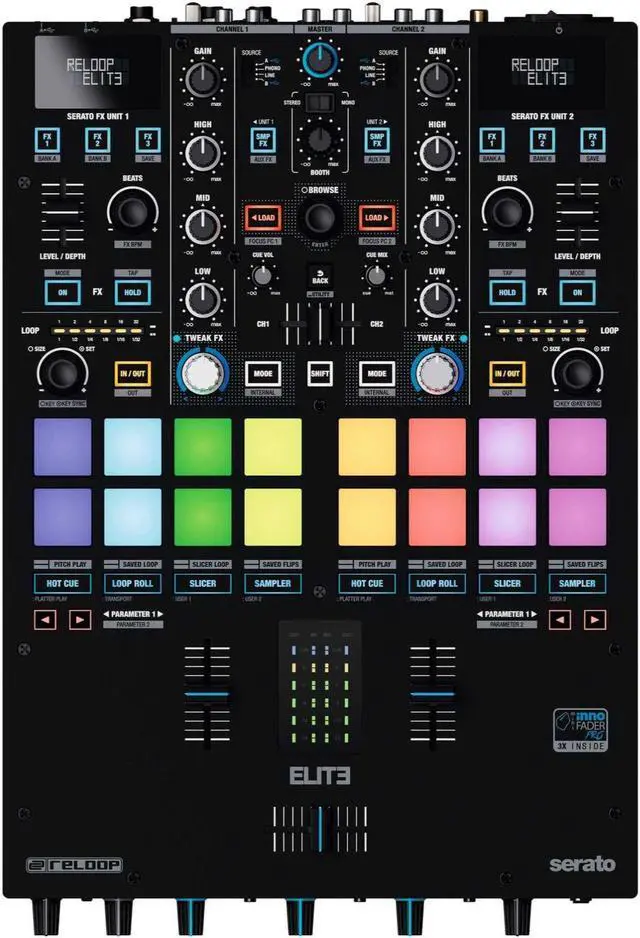 Alt view image 2 of 7 - Reloop Elite High Performance DVS Mixer for Serato with Headphones and Cables