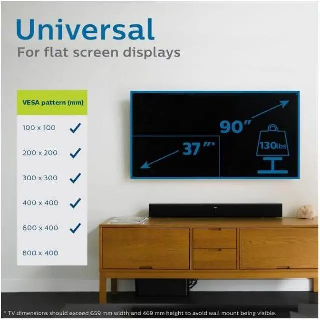 Alt view image 5 of 6 - Philips Thin-Profile Fixed TV Wall Mount for Up To 90-Inch Flat Screen (Black)