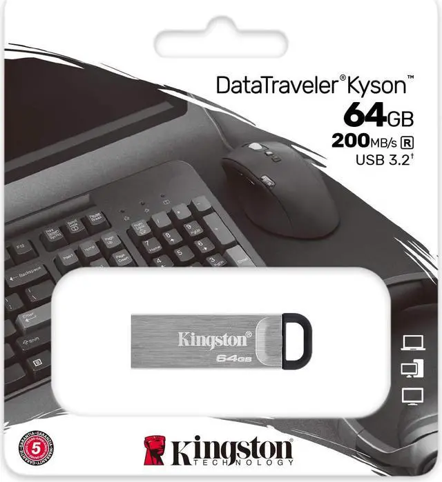 Alt view image 7 of 7 - Kingston 64GB DataTraveler Kyson USB 3.2 Gen 1 200MB/s Read Metal Flash Drive (5-pack)