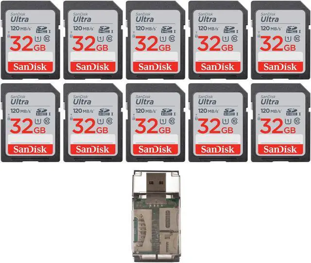 Main image of SanDisk 32GB Ultra SDHC UHS-I Memory Card w/High Speed USB Card Reader (10-Pack)