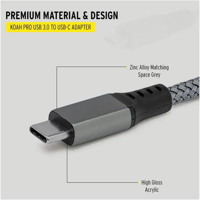 Alt view image 3 of 7 - Koah USB 3.0 to USB-C Adapter (Up to 5Gbps Data Transfer Speeds)