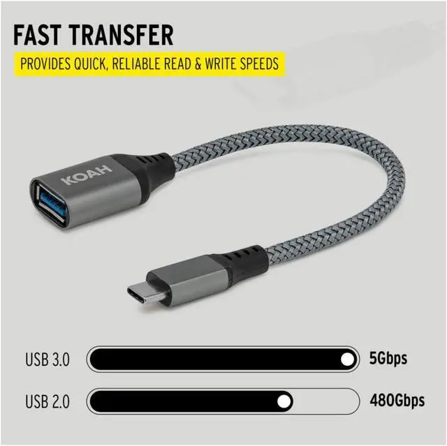 Alt view image 5 of 7 - Koah USB 3.0 to USB-C Adapter (Up to 5Gbps Data Transfer Speeds)