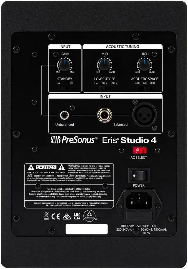 Alt view image 7 of 7 - PreSonus Eris Studio 4 4.5-Inch Compact Studio Monitors with 1/4-Inch TRS Cables