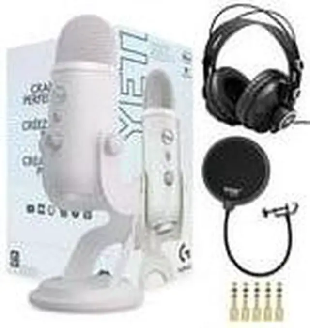 Alt view image 3 of 7 - Blue Yeti USB Microphone (Blackout) with Knox Gear Headphones and Pop Filter