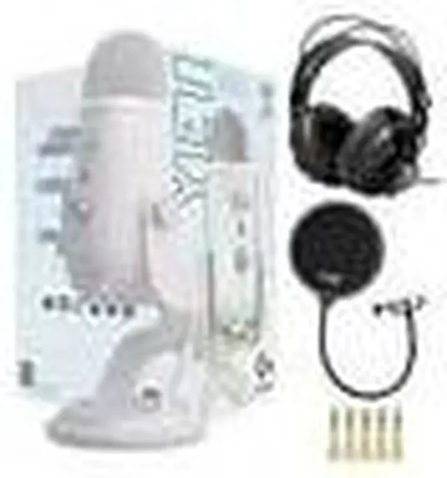 Alt view image 5 of 7 - Blue Yeti USB Microphone (Blackout) with Knox Gear Headphones and Pop Filter