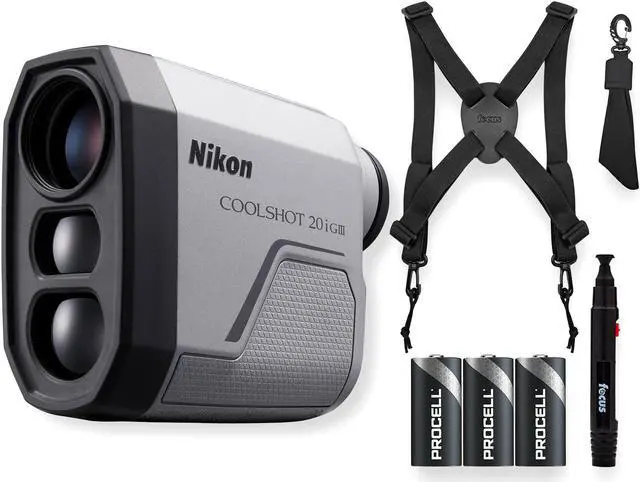 Main image of Nikon COOLSHOT 20i GIII Golf Rangefinder |Rainproof w/ Slope,Locked On Quake +3pc -Batt DLX bundle
