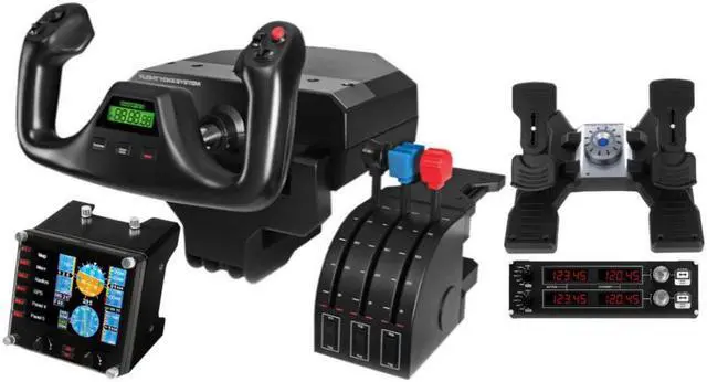 Logitech G Saitek Flight Yoke System with Rudder Pedals Bundle