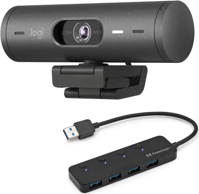 Main image of Logitech Brio 500 Full HD 1080p Webcam Bundle with 4-Port 3.0 USB Hub (Graphite)