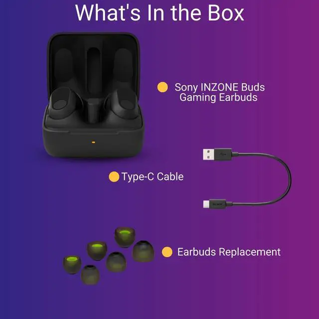 Alt view image 5 of 7 - Sony INZONE Buds Gaming Earbuds (Black) - Noise-Canceling Mic with Earbud Replacement Tips