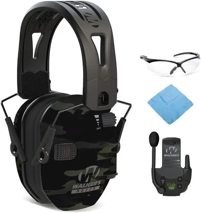 Main image of Walkers Razor Tacti-Grip with Rubber Headband (Camo) w/Walkie-Talkie and Glasses