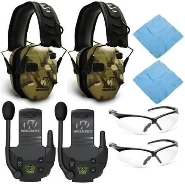 Main image of Walkers Razor Electronic Muffs (MultiCam Camo Tan, 2-Pack) with Walkie Talkie