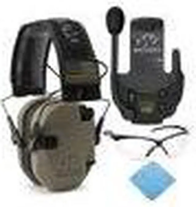 Alt view image 4 of 7 - Walkers Razor Slim Electronic Muff (FDE Patriot) with Walkie Talkie and Glasses