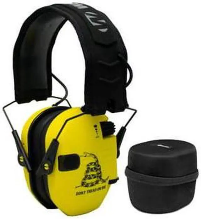 Main image of Walkers Game Ear Razor Muffs (Don't Tread on Me Yellow) with Protective Case