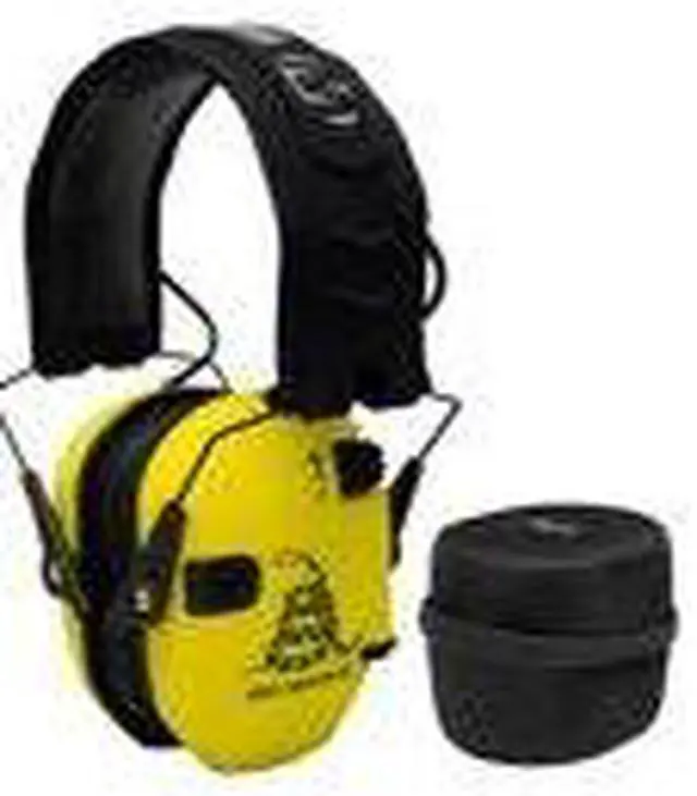 Alt view image 4 of 7 - Walkers Game Ear Razor Muffs (Don't Tread on Me Yellow) with Protective Case
