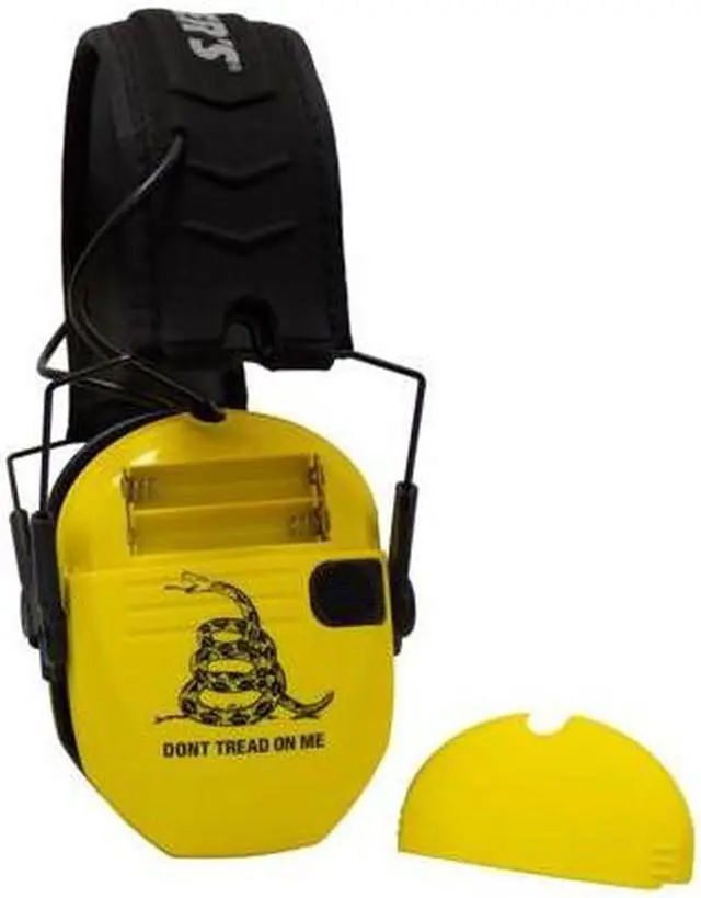 Alt view image 6 of 7 - Walkers Game Ear Razor Muffs (Don't Tread on Me Yellow) with Protective Case