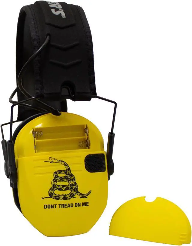 Alt view image 3 of 7 - Walkers Game Ear Razor Muffs (Don't Tread on Me Yellow) with Protective Case