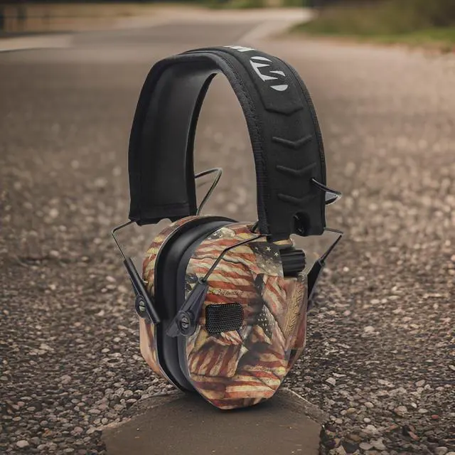 Alt view image 6 of 7 - Walker's Razor Slim Electronic Shooting Muff (American Flag) with Glasses Bundle