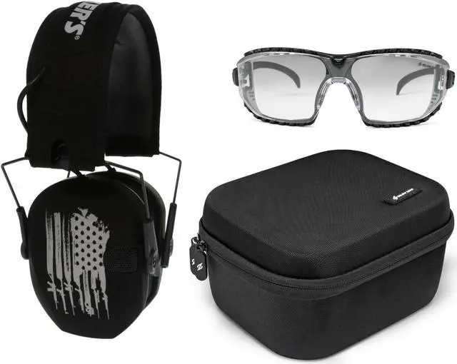 Main image of Walker's Game Ear Razor Slim Electronic Lightweight Shooting Hunting Range Hearing Protection Muffs Glasses Bundle