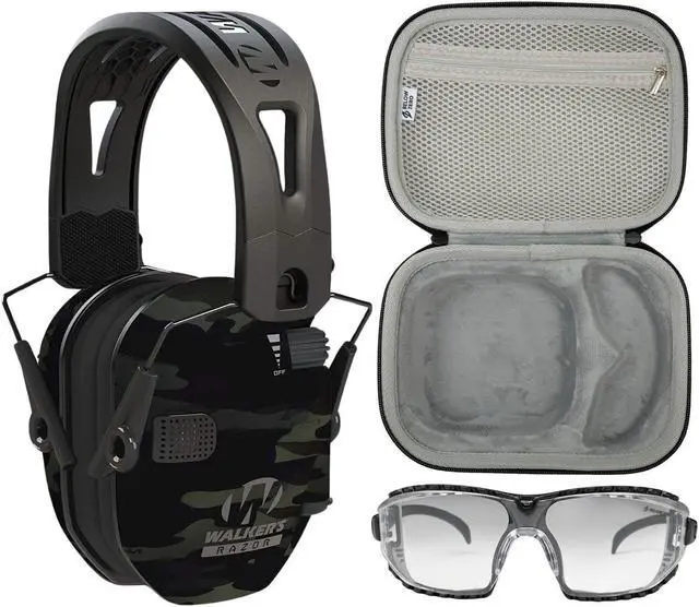 Main image of Walker's Game Ear Razor Slim Electronic Lightweight Shooting Hunting Range Hearing Protection Muffs Glasses Bundle